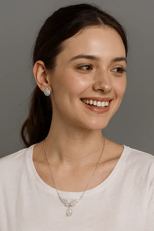 Angel Wings Drop Necklace Set
