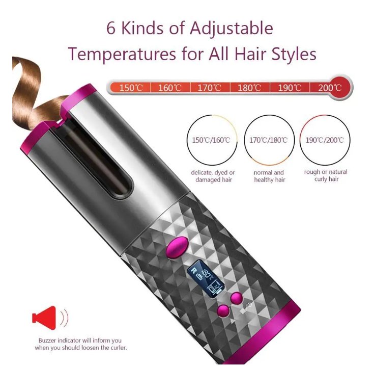 Portable Automatic Wireless Usb Charging Mini Curling Iron